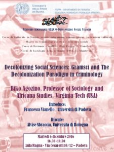 Biko Agozino: Decolonizing Social Sciences. Gramsci and The Decolonization Paradigm in Criminology Thumb